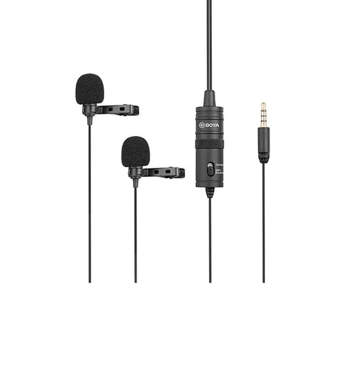 Boya BY-M1000 lavalier microphone on a white background
